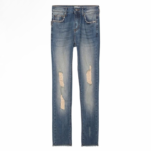 Zadig & Voltaire Eva Use Studded Pocket Distressed Slim Fit Jeans 28 - Picture 5 of 16